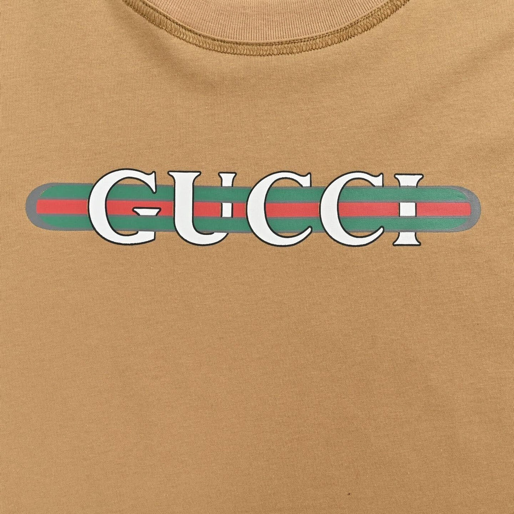 Web Stripe Logo T-Shirt | Camel