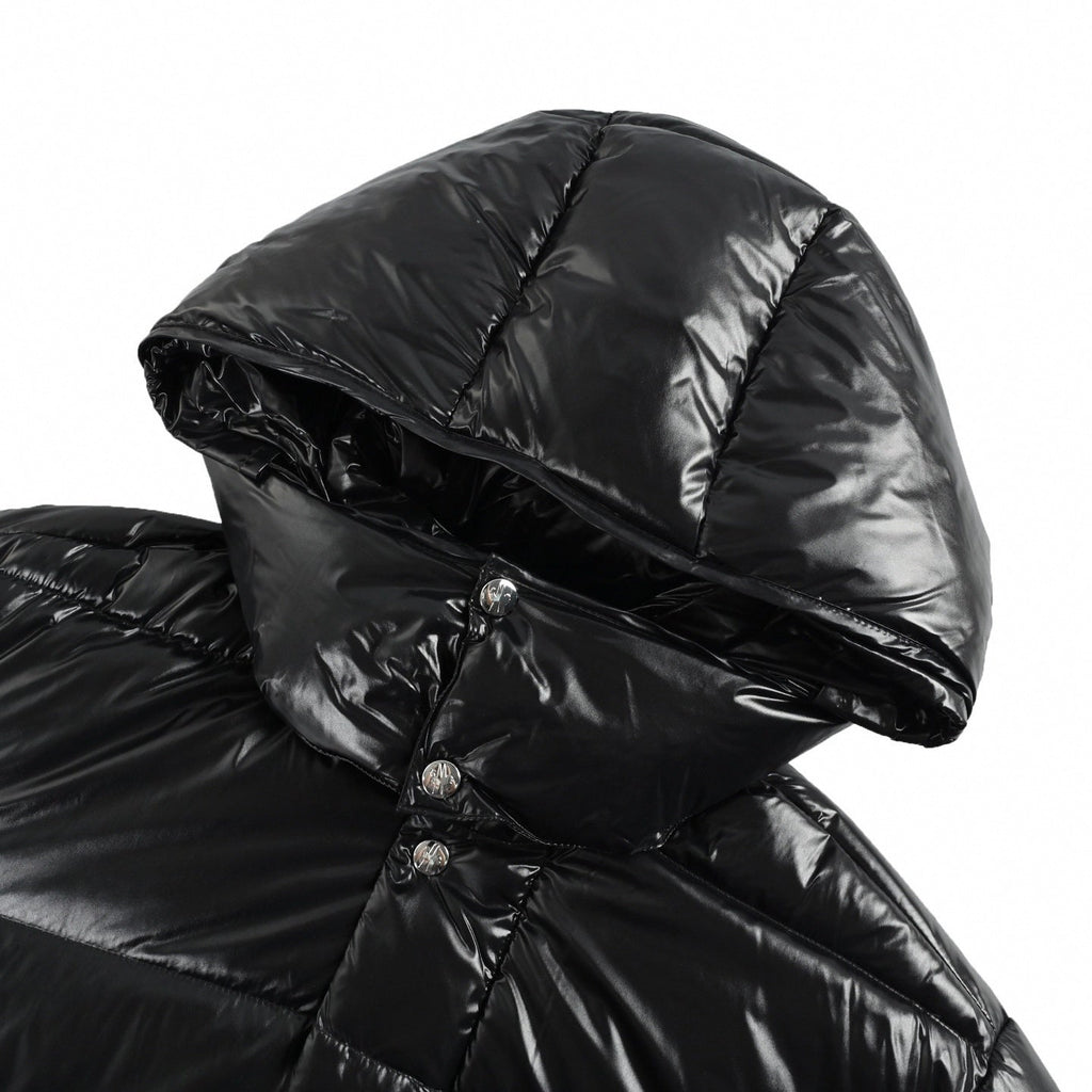 High-Gloss Nylon Long Down Parka | Black