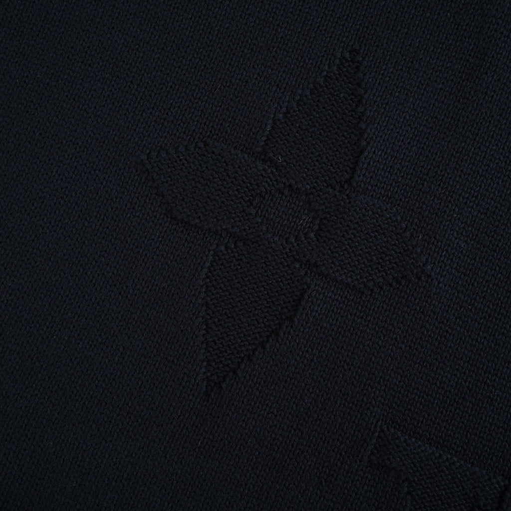 Embossed Monogram Flower Quarter-Zip | Navy