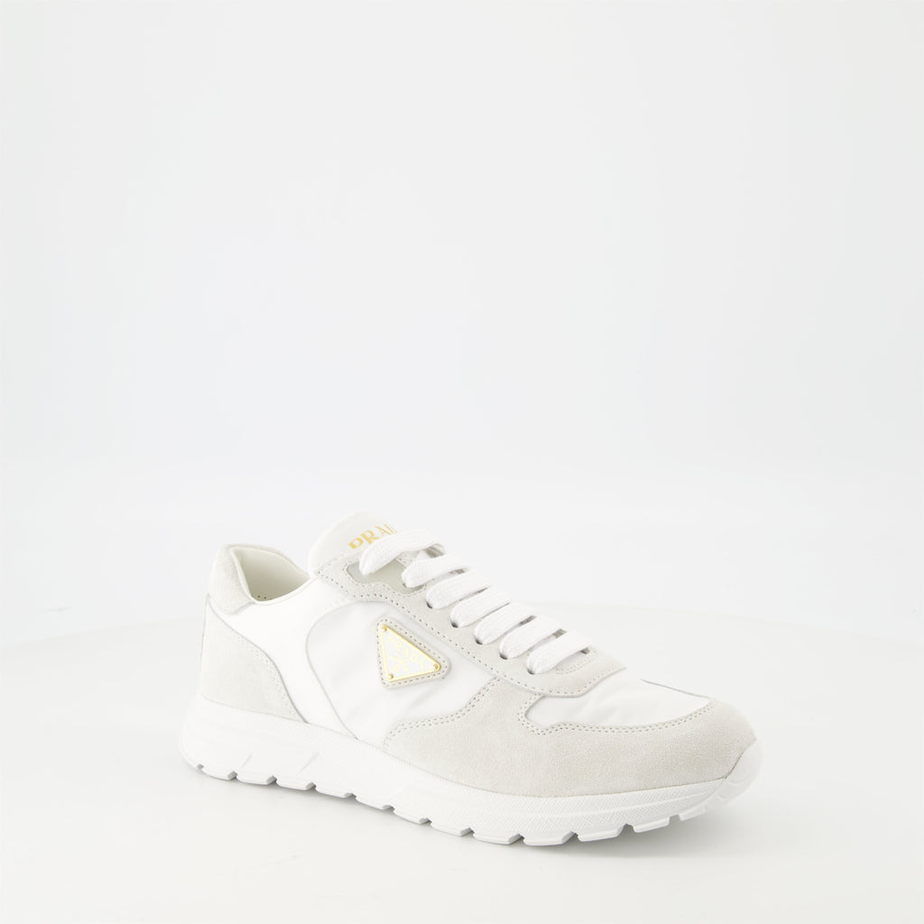 Nylon and Leather Sneakers