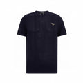 Vertical Ribbed Knit T-Shirt | Navy Blue