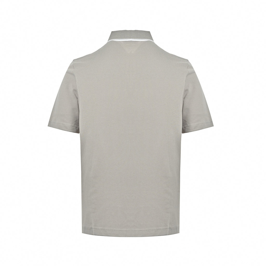 Tipped Collar Pocket Polo | Light Grey
