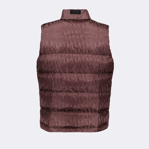 Oblique sleeveless down jacket