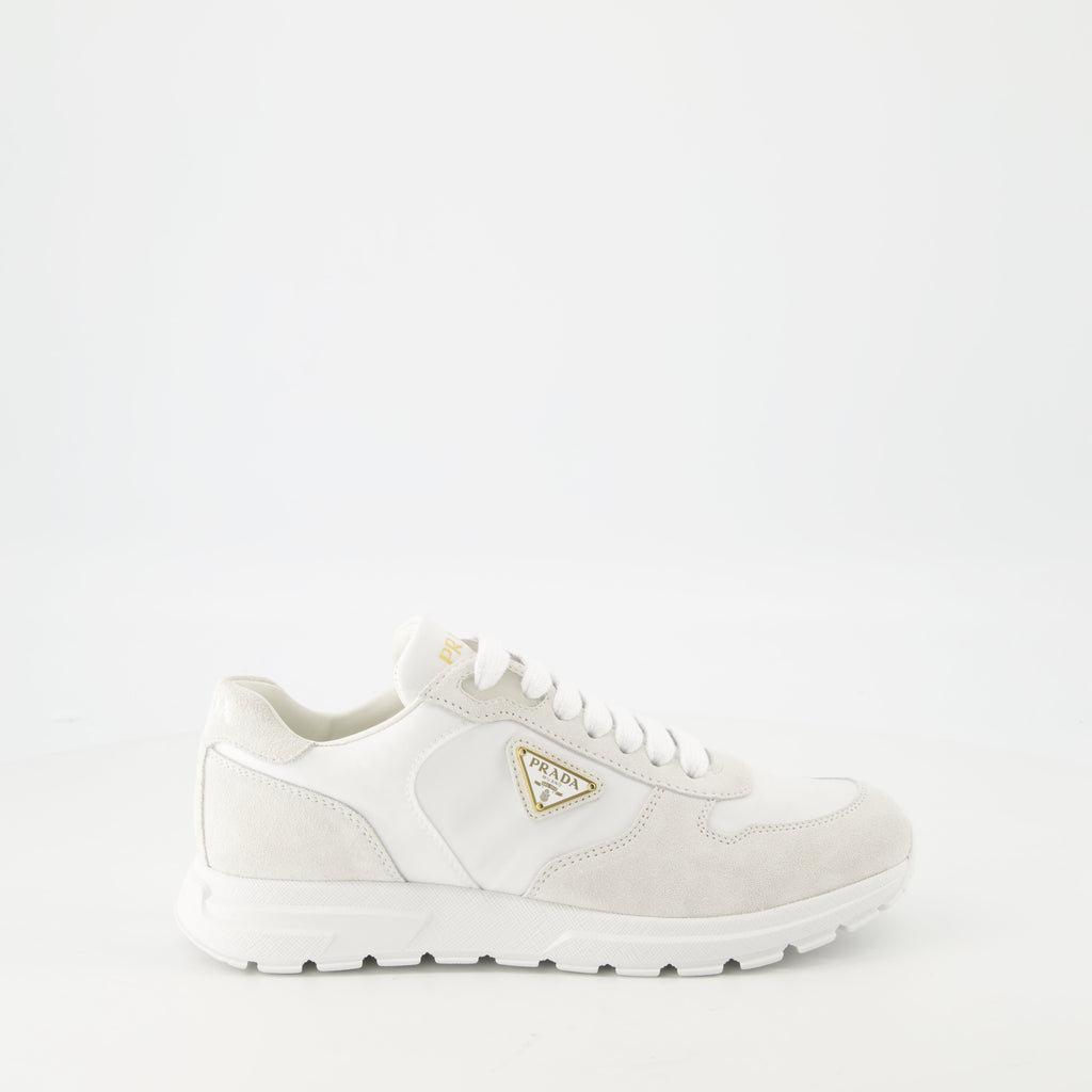 Nylon and Leather Sneakers