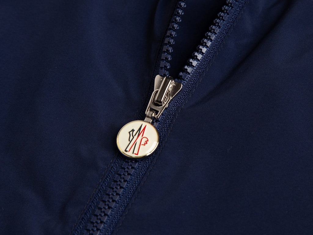 Tri-Color Stripe Hooded Windbreaker | Navy