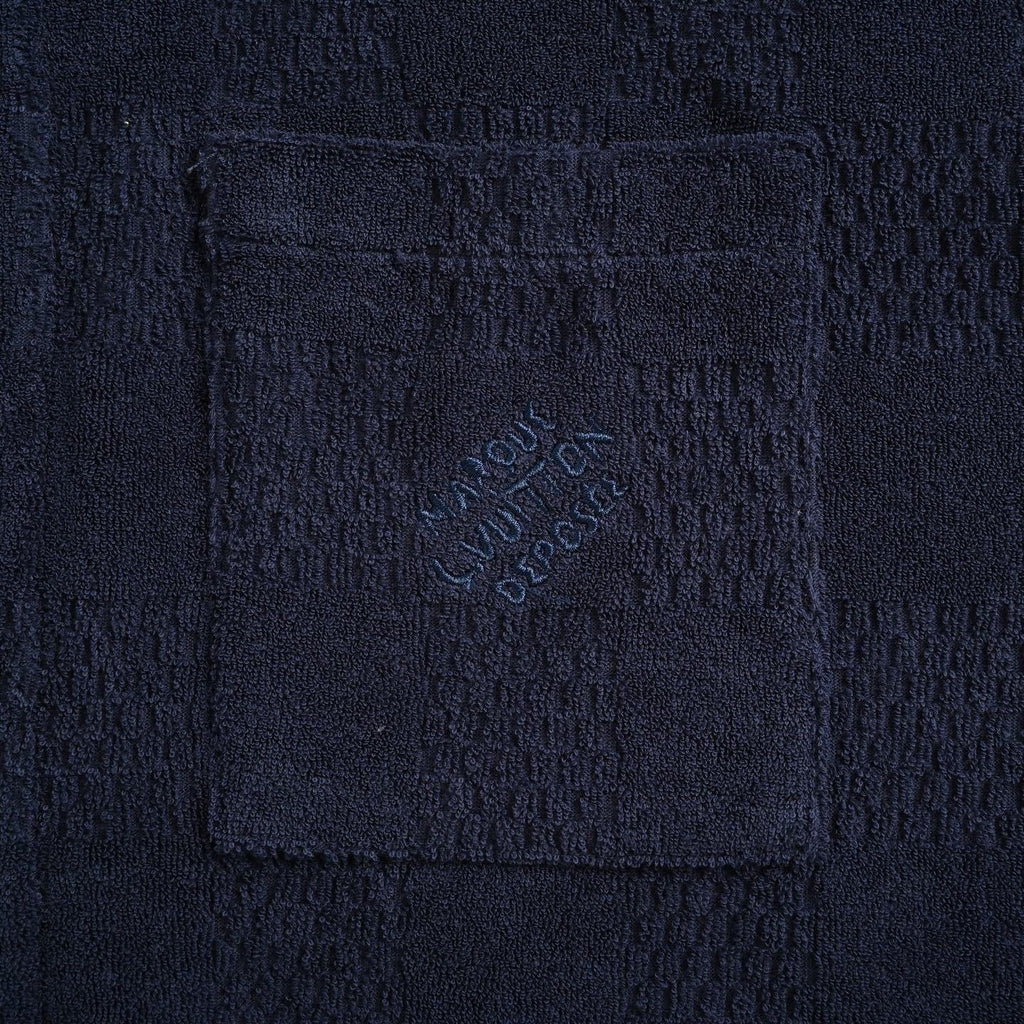 Damier Terry Cloth Button-Down Shirt | Navy Blue