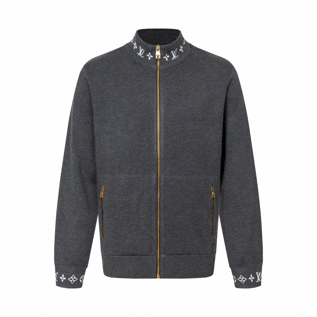Monogram Trim Full-Zip Cardigan