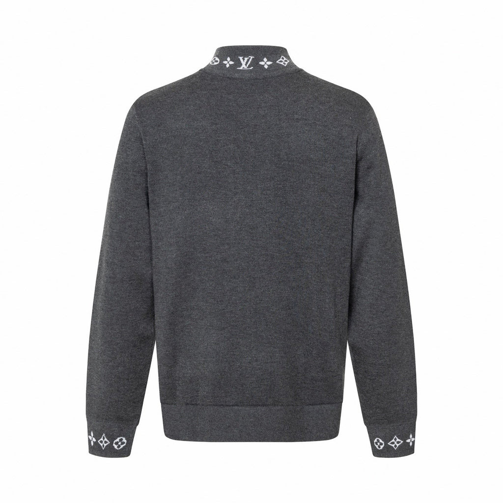 Monogram Trim Full-Zip Cardigan