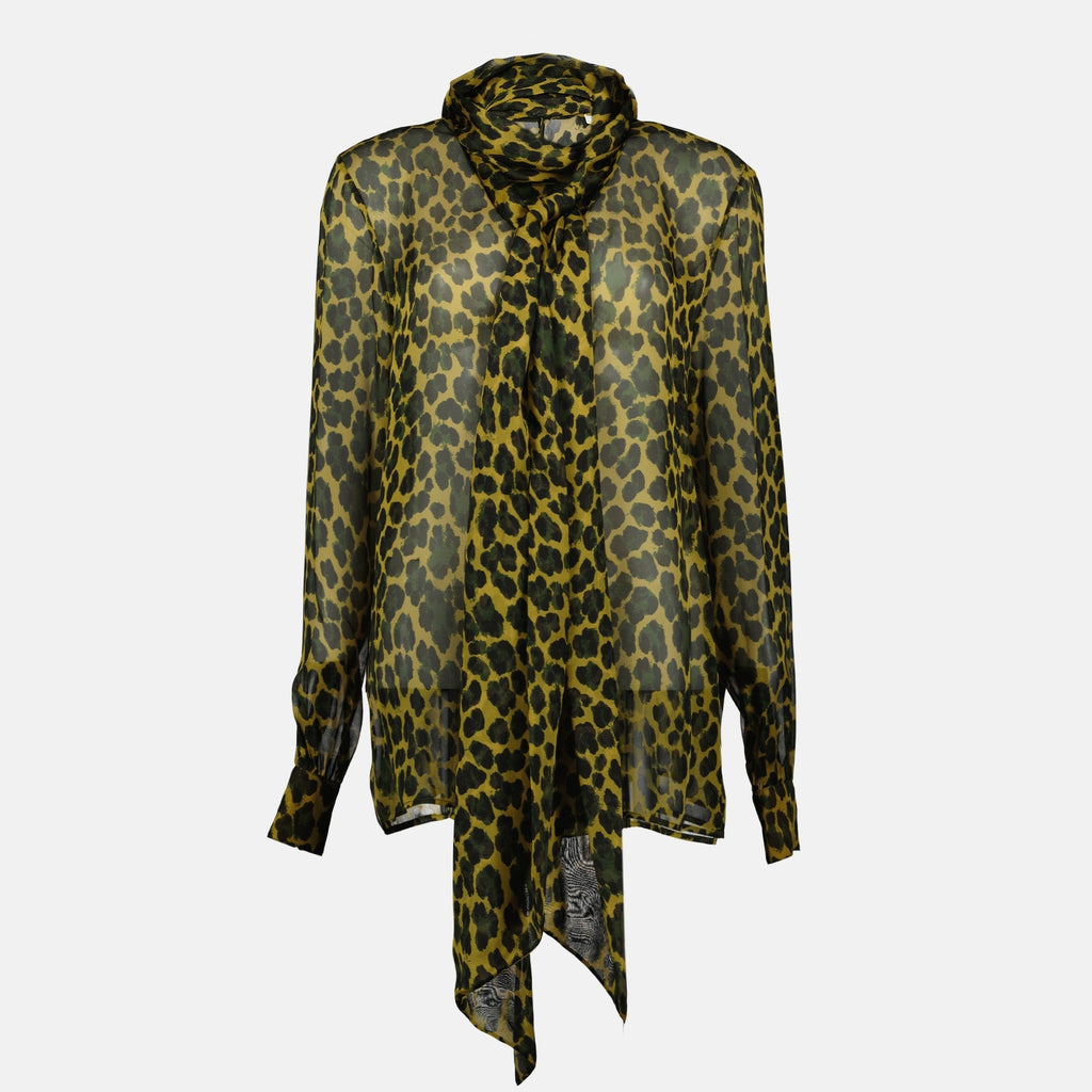 Leopard Print Bow Tie Blouse