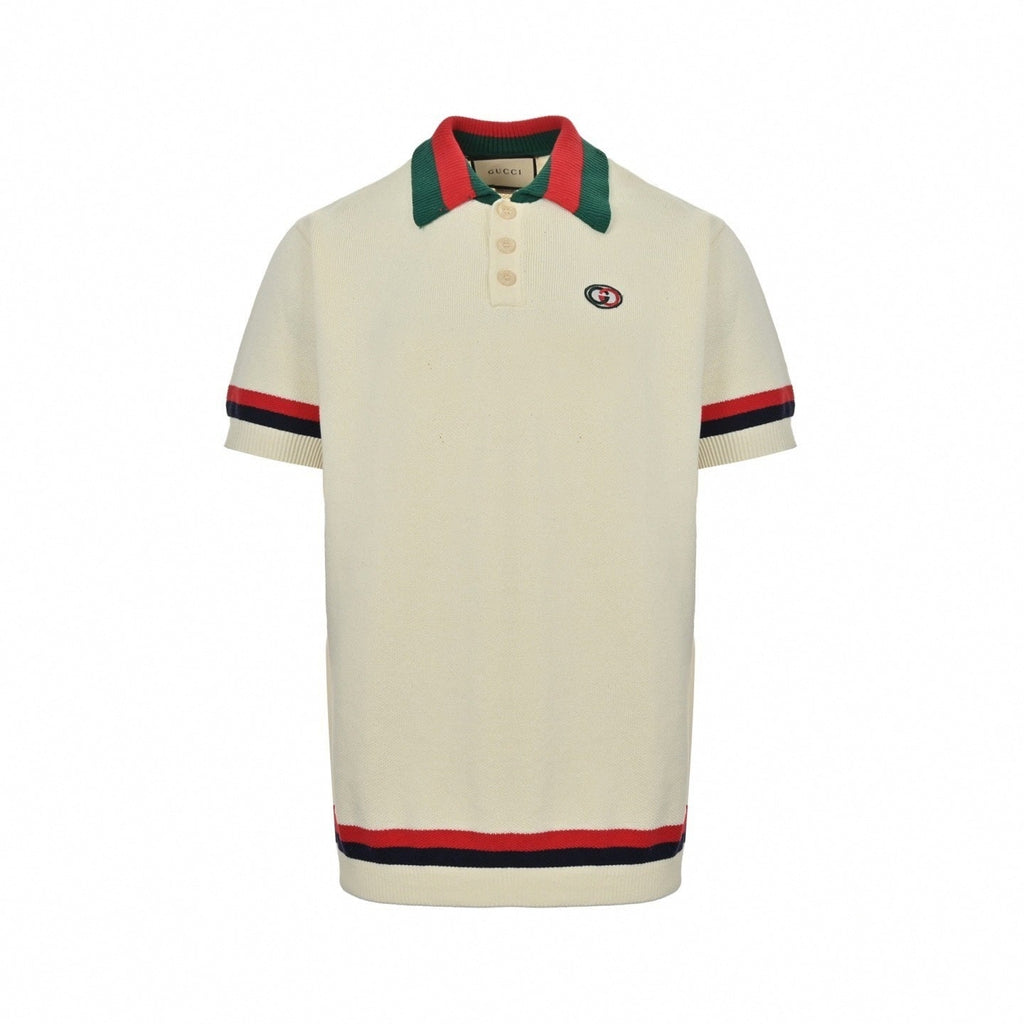 Web Stripe Ribbed Knit Polo