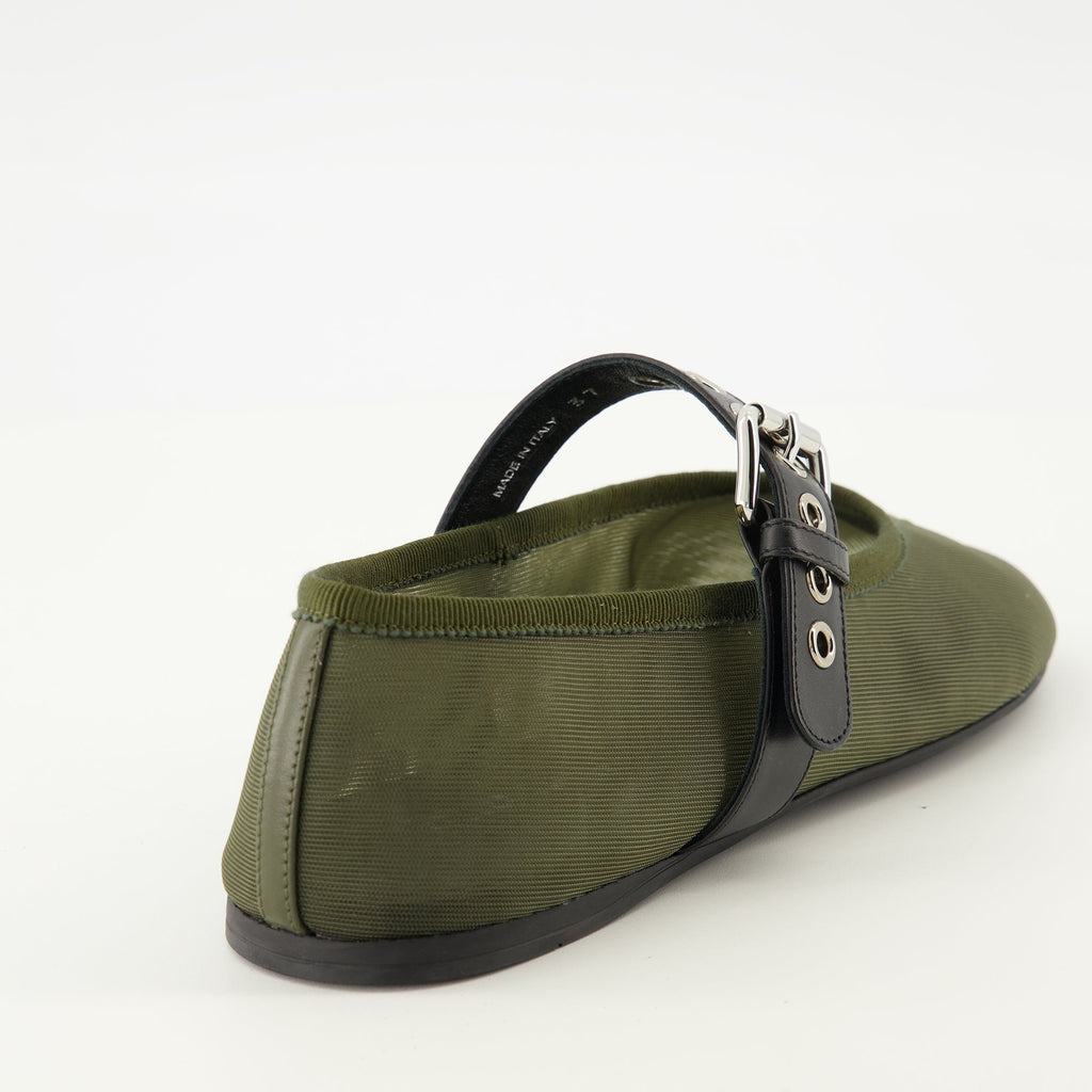 Khaki Mesh Ballerinas