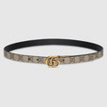 GG Marmont Reversible Thin Belt | GG Supreme & Black