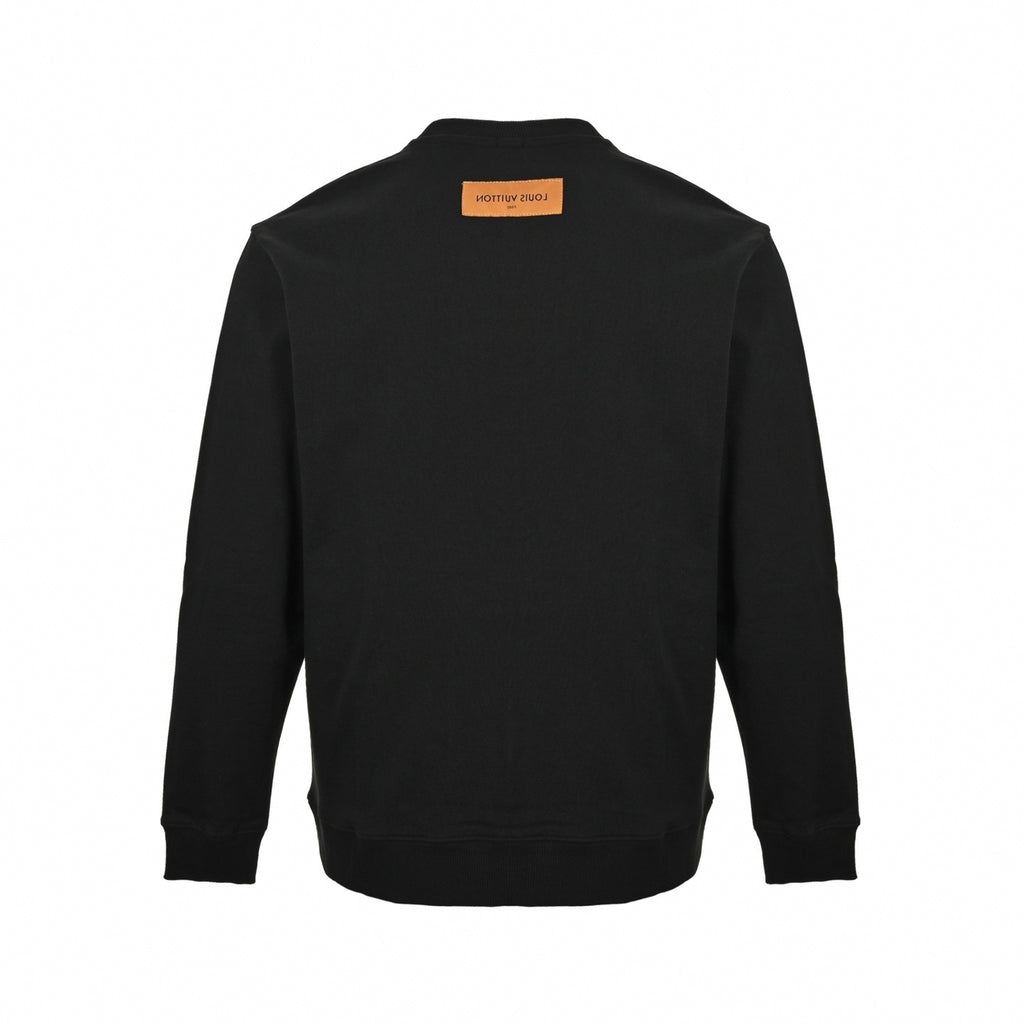 Embroidered Monogram Sleeve Sweatshirt | Black
