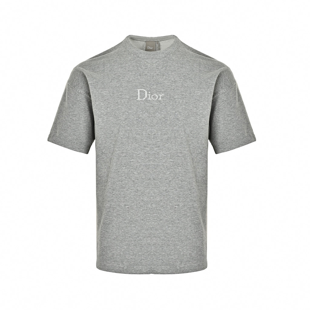 Intarsia Logo Knit T-Shirt | Grey