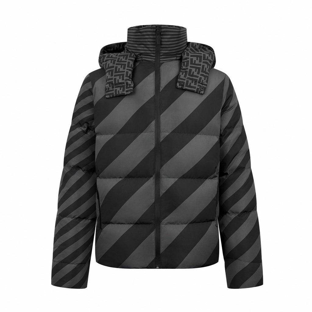 Reversible FF Monogram & Diagonal Stripe Puffer Jacket