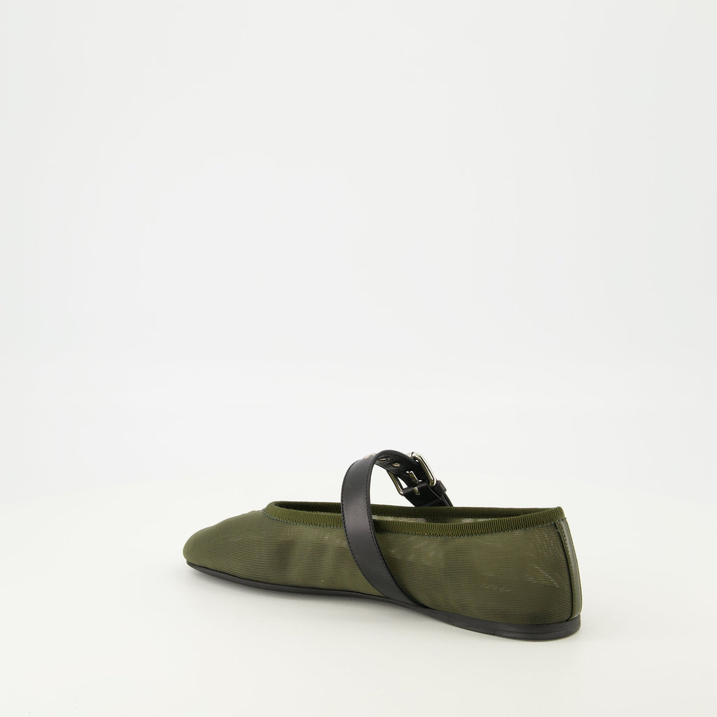 Khaki Mesh Ballerinas