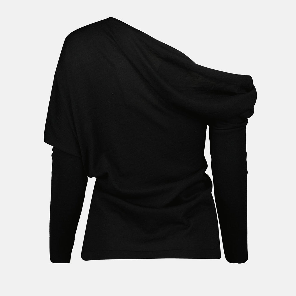 Draped Collar Wool Sweater