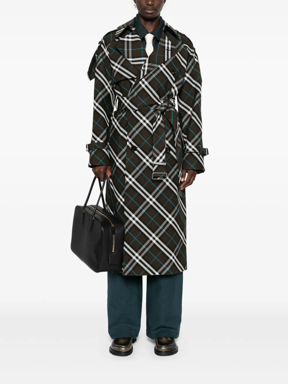Checked Trench Coat