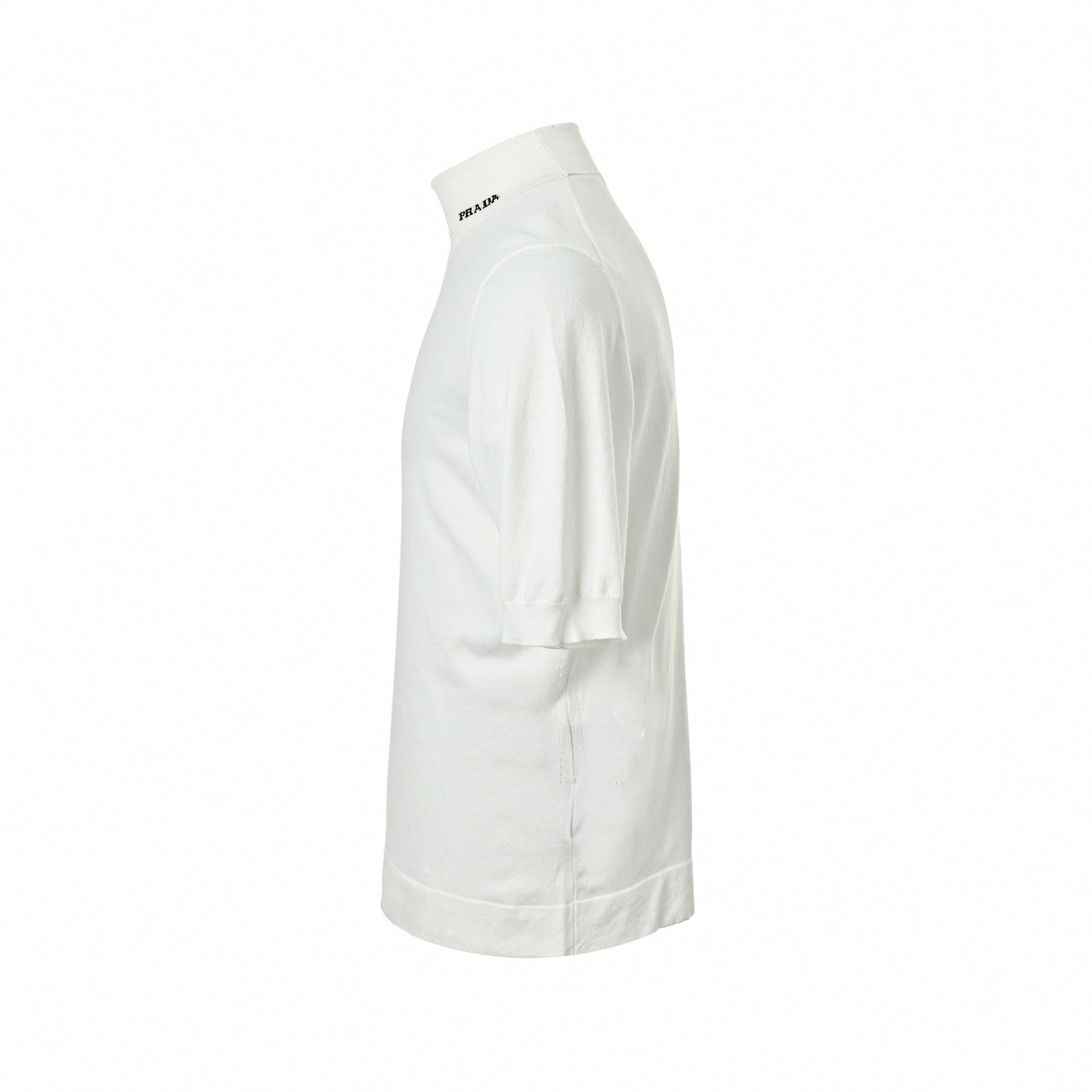 Mock Neck Logo Knit T-Shirt