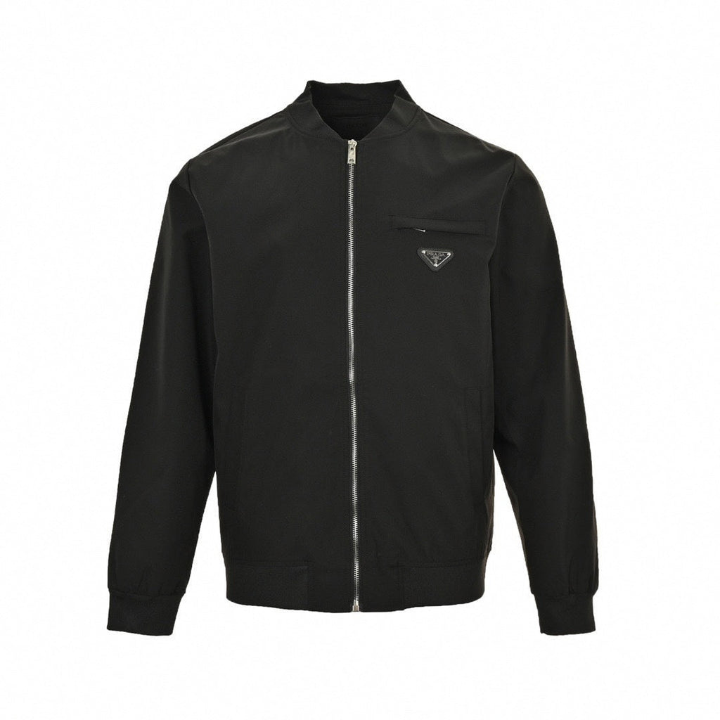 Studded Back Logo Nylon Bomber Jacket | Black