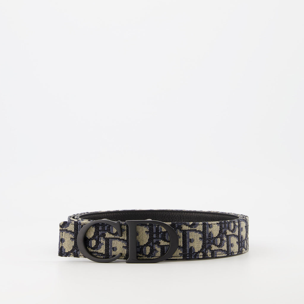 Reversible CD Icon Belt | Oblique Canvas & Black Leather
