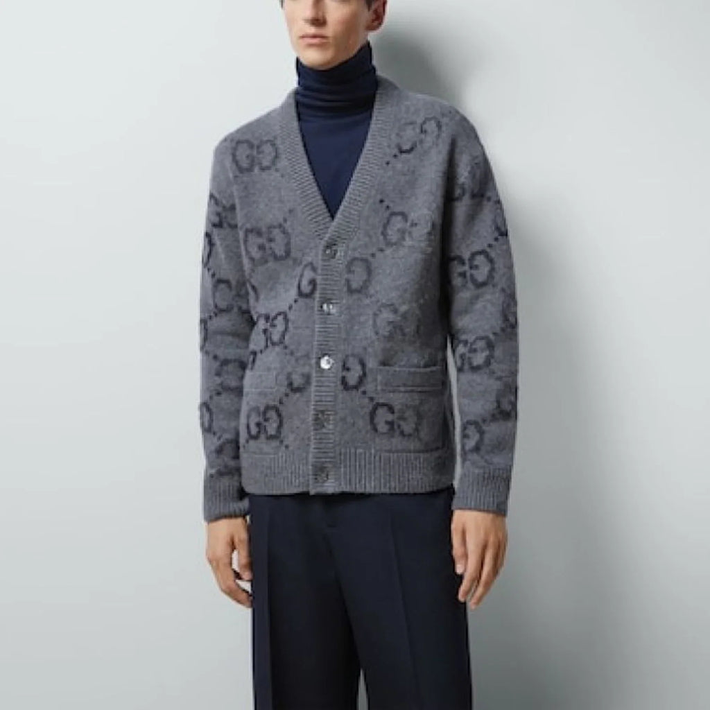 Brushed GG Jacquard Knit Cardigan
