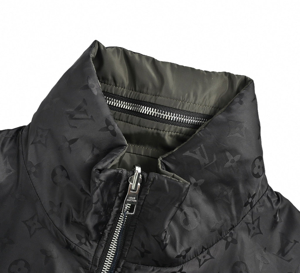 Reversible Tonal Monogram Jacket | Black & Olive Green