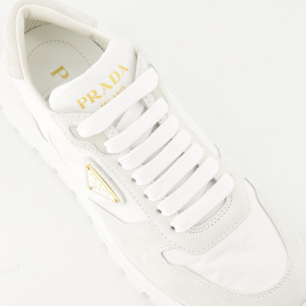 Nylon and Leather Sneakers