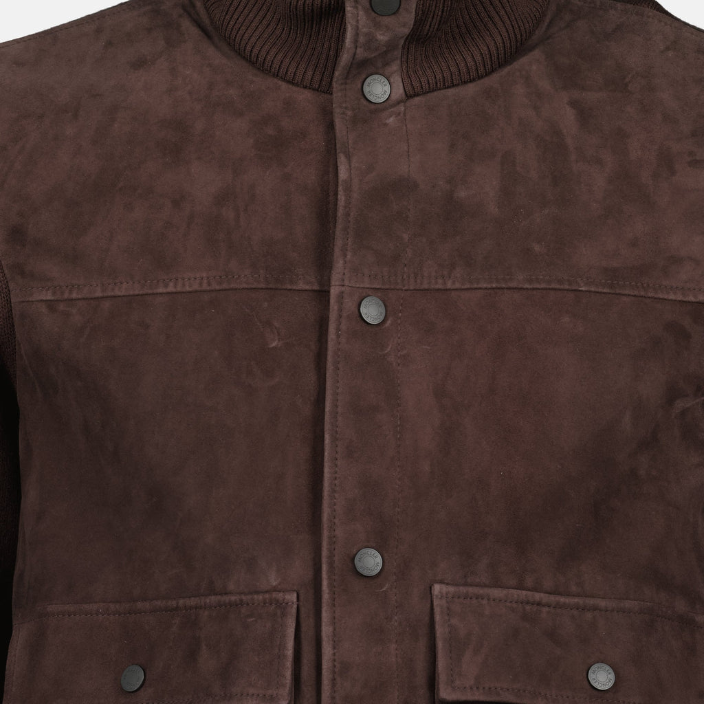 Wool and Suede Cardigan