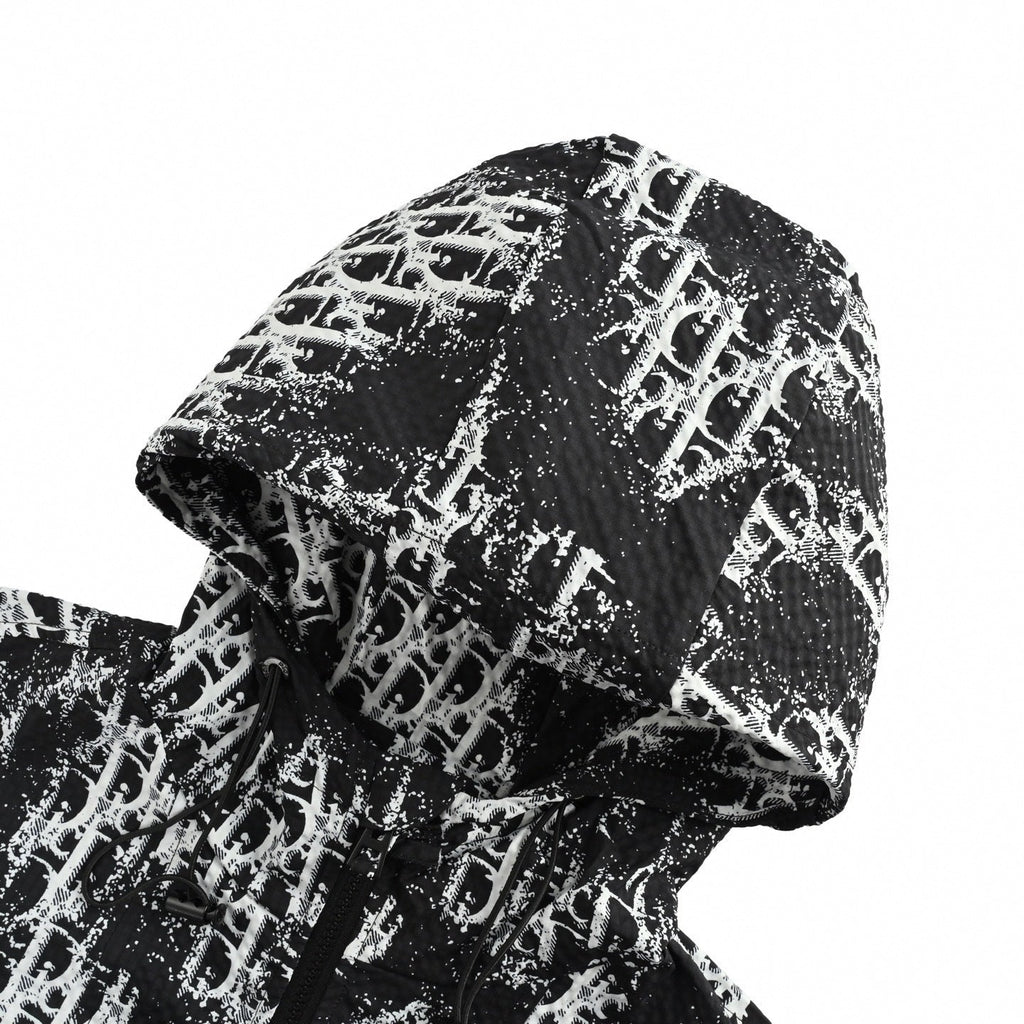 Painted Oblique Hooded Jacket | Black & White