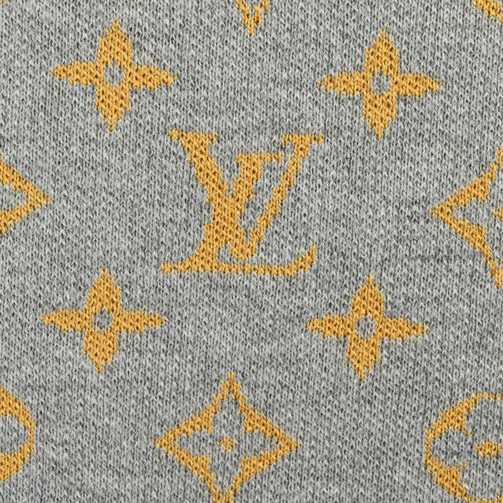 Monogram Jacquard Knit T-Shirt | Grey & Mustard