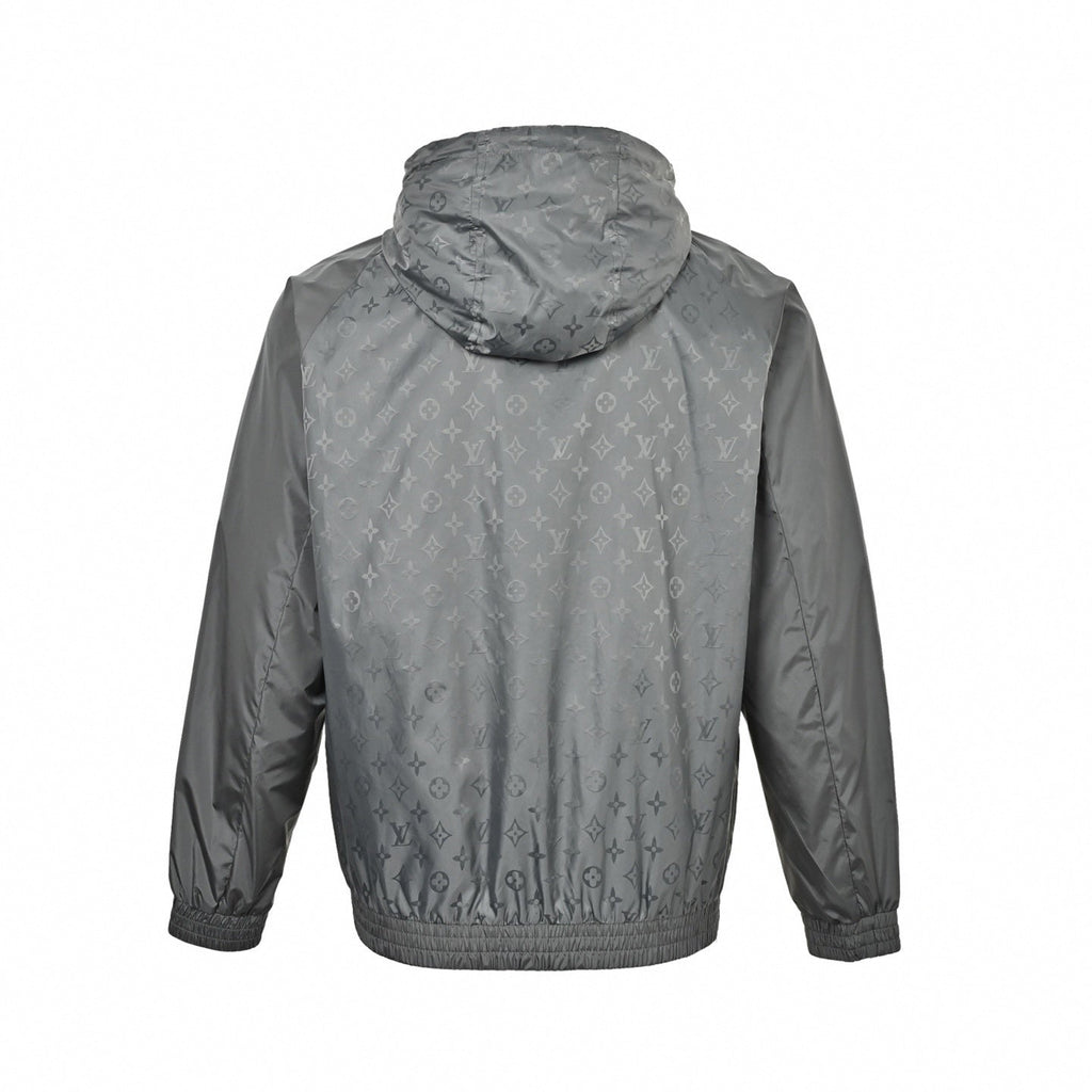 Monogram Windbreaker | Black & Grey