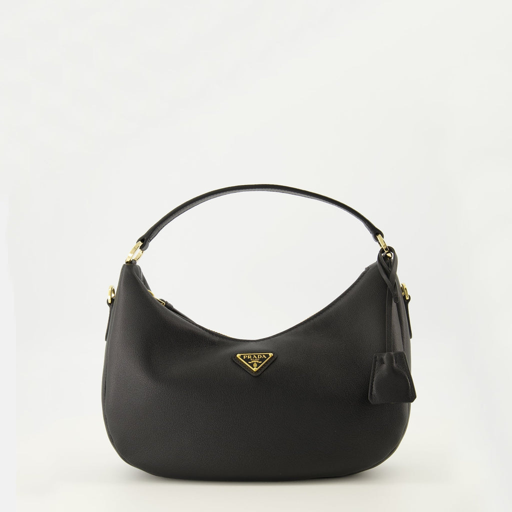 Black Leather Drawstring Bag