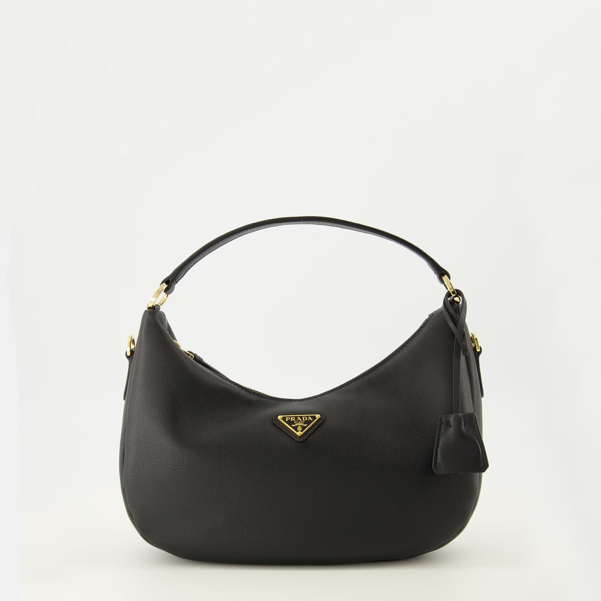 Black Leather Drawstring Bag