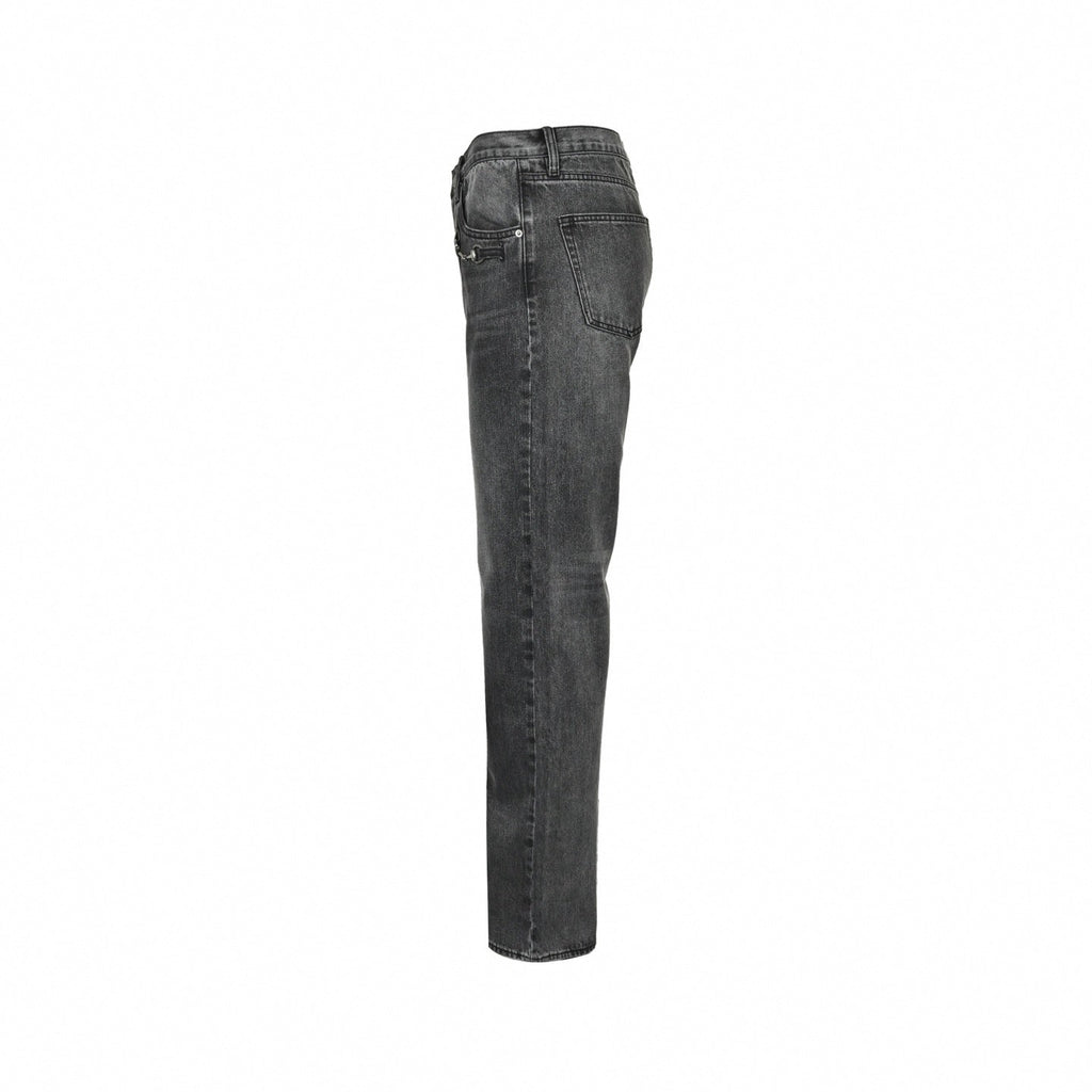 Horsebit Washed Denim Jeans