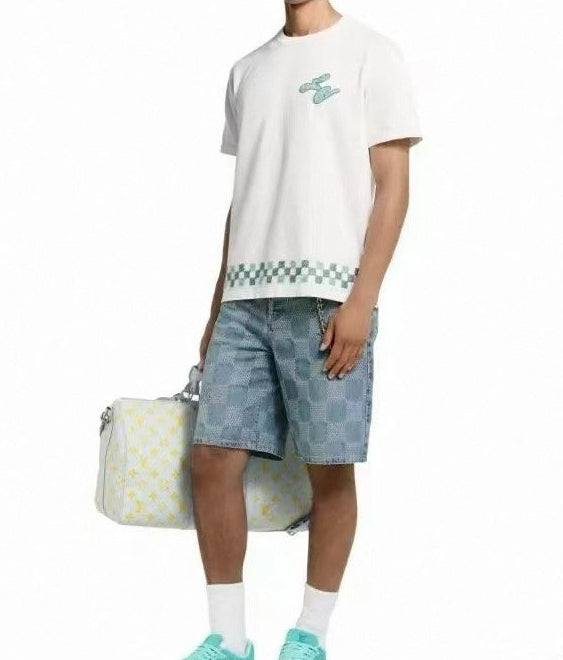 Damier Stitch Denim Shorts