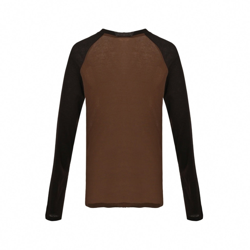 Contrast Raglan Long Sleeve | Brown