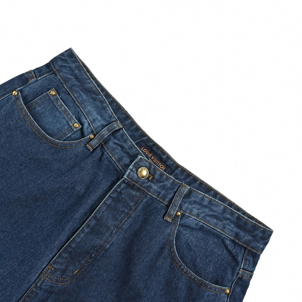 Monogram Cuff Wide-Leg Jeans