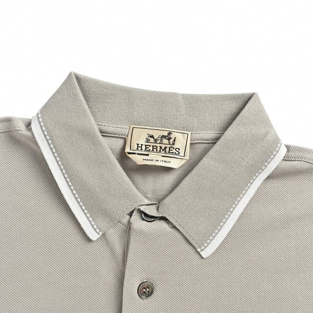 Tipped Collar Pocket Polo | Light Grey