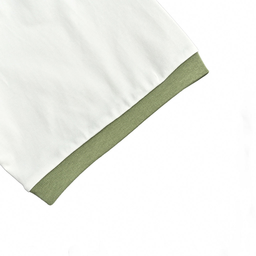 Horseshoe Logo Ringer T-Shirt | White/Olive