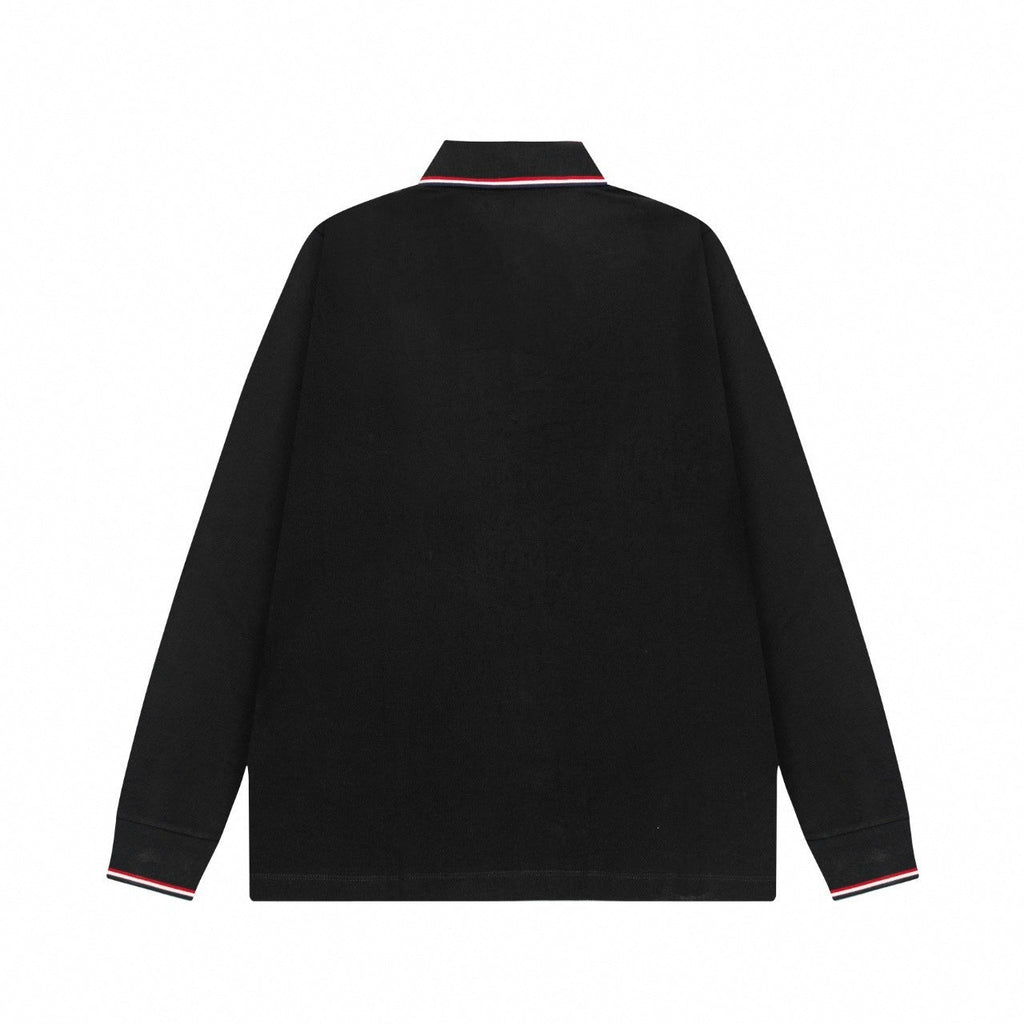 Tri-Color Trim Long-Sleeve Polo