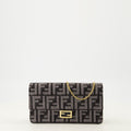 Gray FF Denim Chain Baguette Wallet