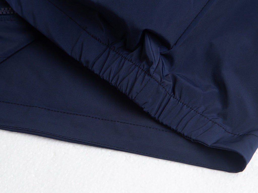 Tri-Color Stripe Hooded Windbreaker | Navy