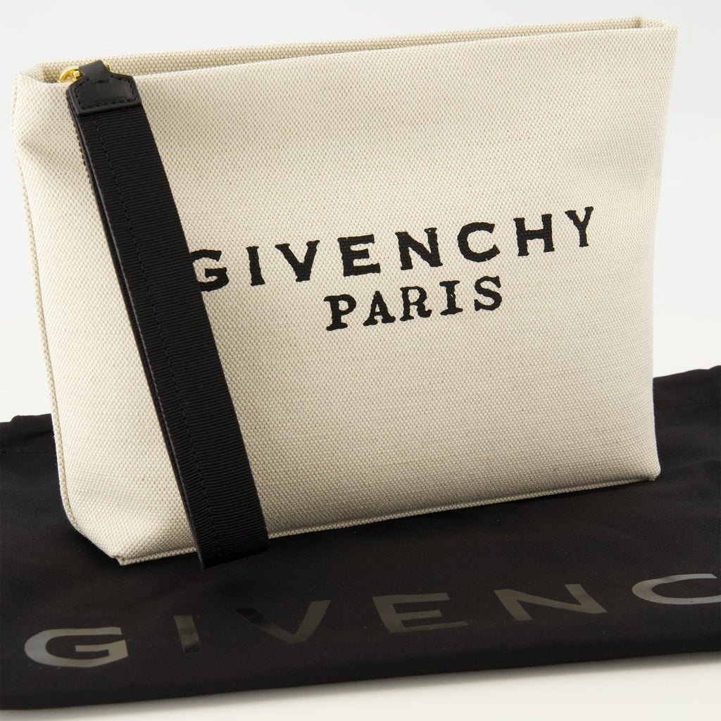 Beige Canvas Clutch