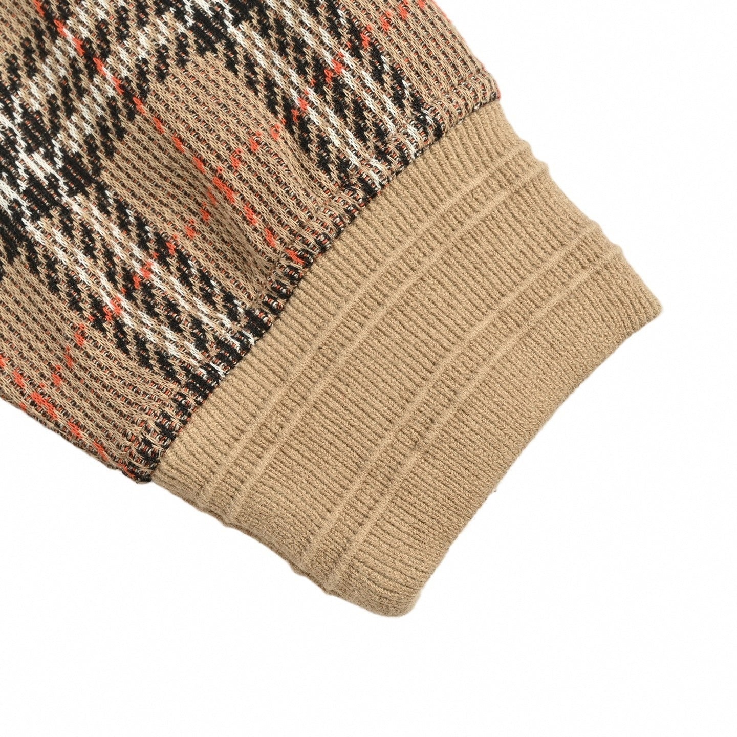 Vintage Check Jacquard Cotton Zip Hoodie | Archive Beige
