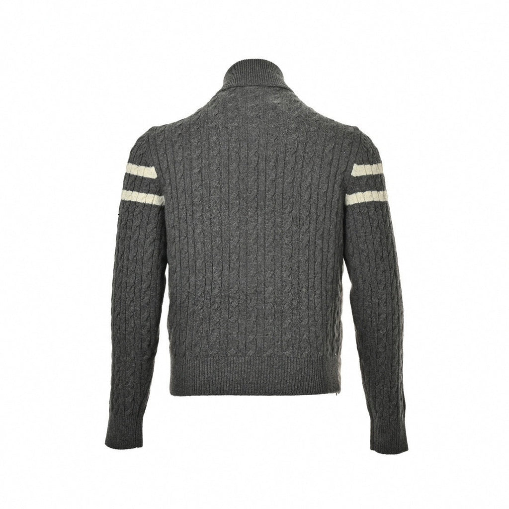 Cable Knit Sleeve Quilted Down Cardigan | Grey