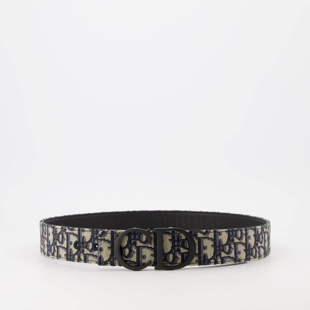 Reversible CD Icon Belt | Oblique Canvas & Black Leather