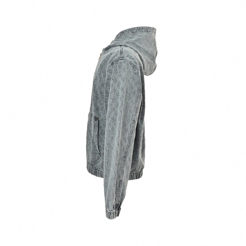 Monogram Jacquard Denim Hoodie | Faded Blue