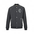 Chenille Horse Patch Varsity Jacket | Dark Grey