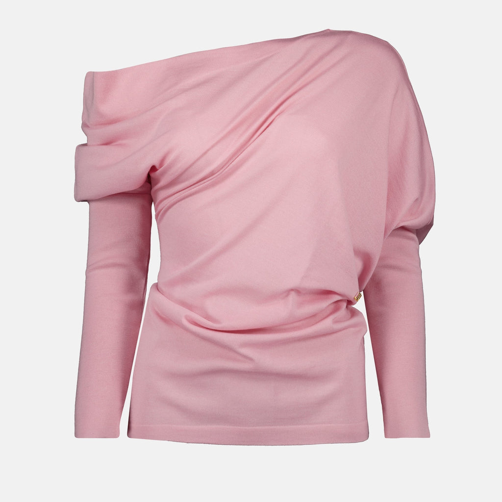 Draped Collar Wool Sweater